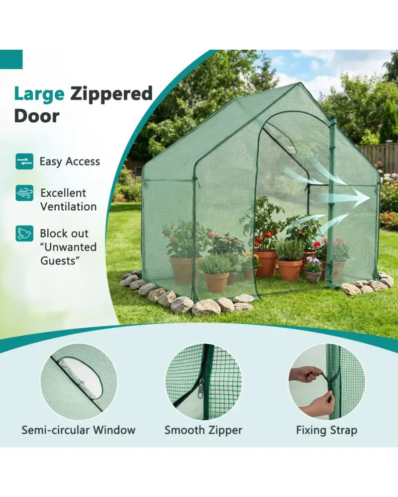 Portable Outdoor Warm House with PE Cover and Roll-up Zippered Door - Greenhouses