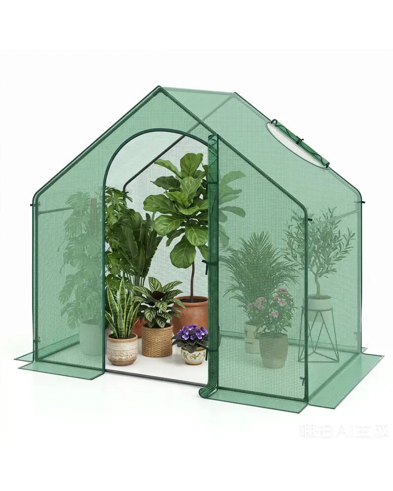 Portable Outdoor Warm House with PE Cover and Roll-up Zippered Door - Greenhouses