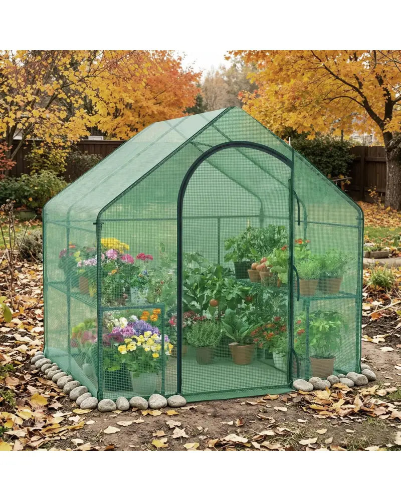Portable Outdoor Warm House with PE Cover and Roll-up Zippered Door - Greenhouses