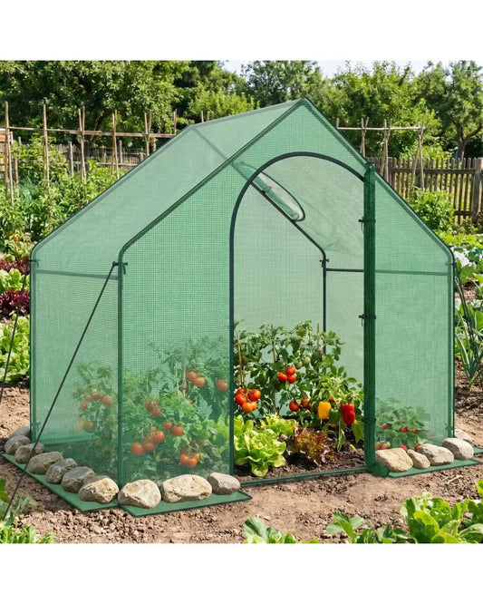Portable Outdoor Warm House with PE Cover and Roll-up Zippered Door - Greenhouses