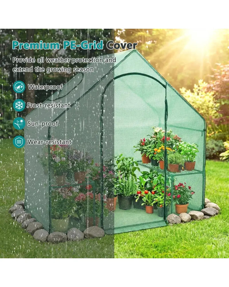 Portable Outdoor Warm House with PE Cover and Roll-up Zippered Door - Greenhouses
