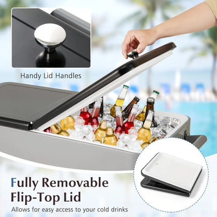 Portable Patio Cooler with Bottom Storage Shelf and Bottle Opener-Gray - Gray - Coolers