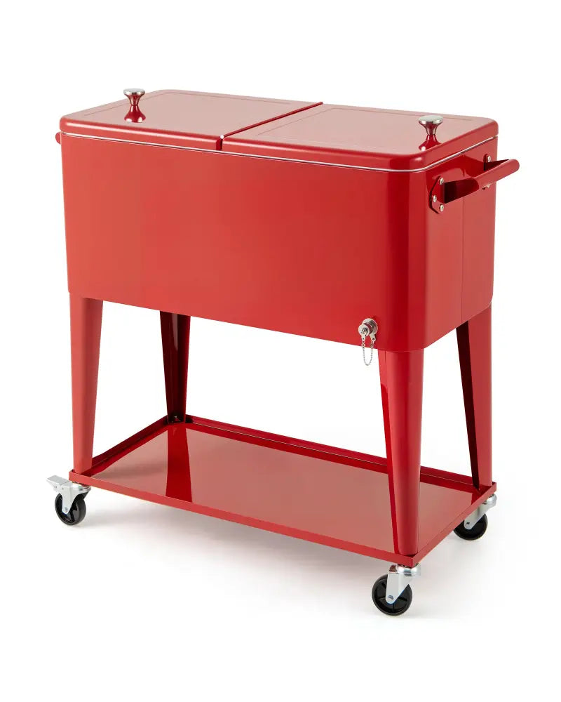 Portable Patio Cooler with Bottom Storage Shelf and Bottle Opener-Red - Red - Coolers