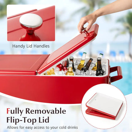 Portable Patio Cooler with Bottom Storage Shelf and Bottle Opener-Red - Red - Coolers