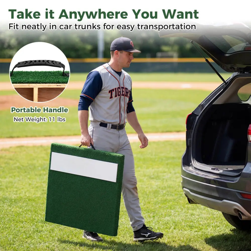 Portable Pitching Mound with Baseball Pitching EVA Carry Handle - Golf