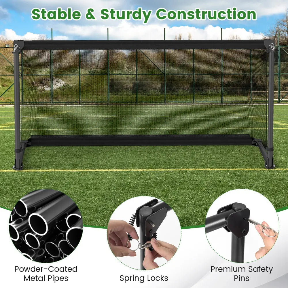 Portable POP Up Toddler Soccer Net with Metal Frame-L - Black - Sport Equipments