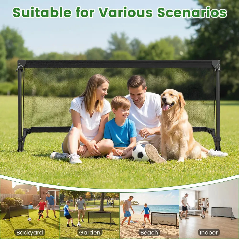 Portable POP Up Toddler Soccer Net with Metal Frame-L - Black - Sport Equipments