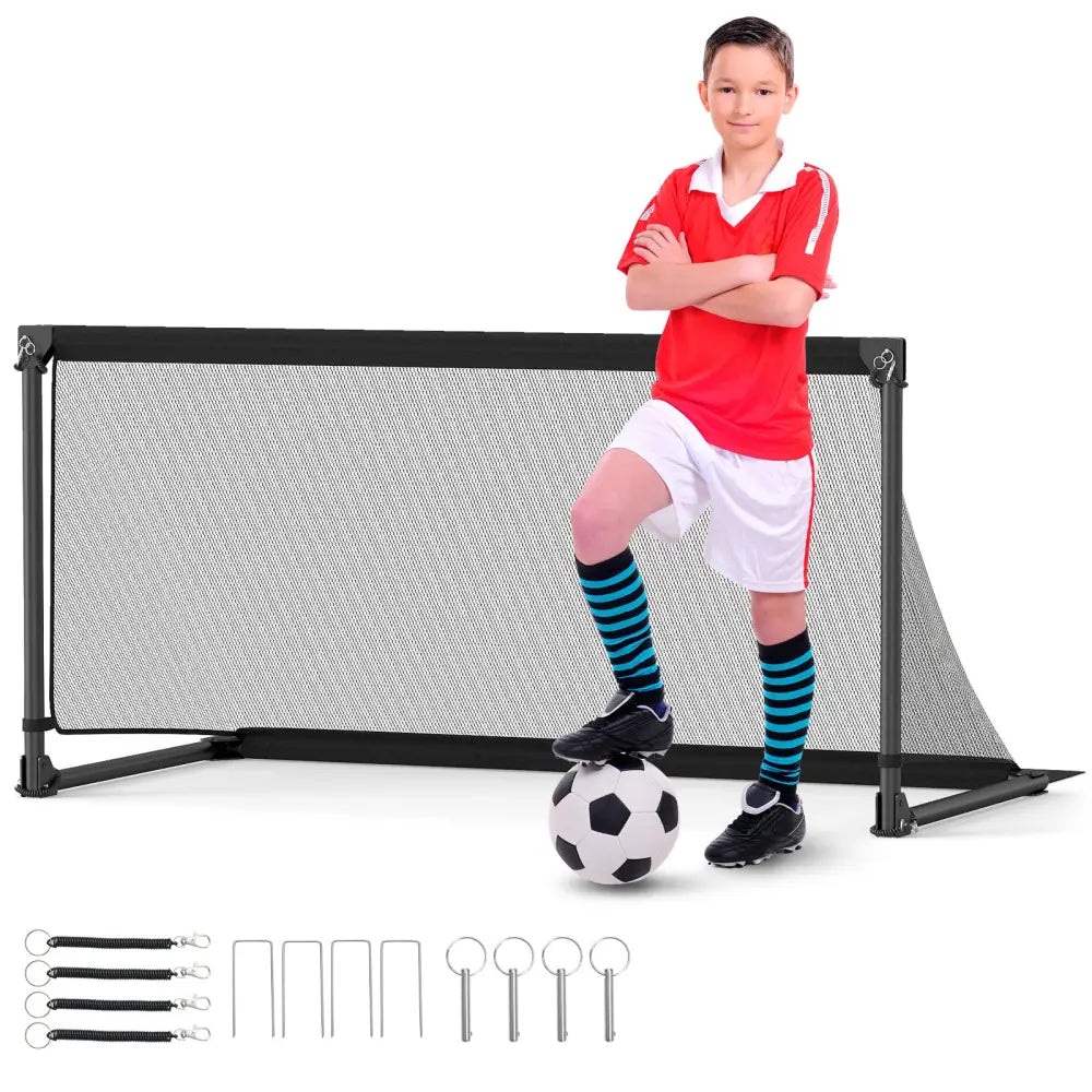 Portable POP Up Toddler Soccer Net with Metal Frame-L - Black - Sport Equipments