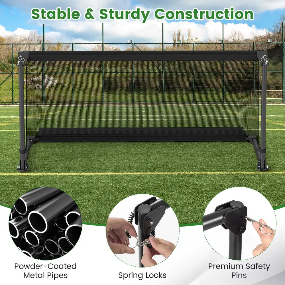 Portable POP Up Toddler Soccer Net with Metal Frame-M - Black - Sport Equipments