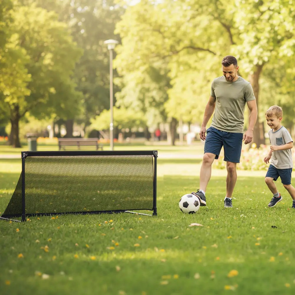 Portable POP Up Toddler Soccer Net with Metal Frame-M - Black - Sport Equipments