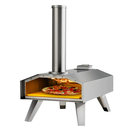Portable Stainless Steel Outdoor Pizza Oven with 12 Inch Pizza Stone - Silver - Outdoor Grills