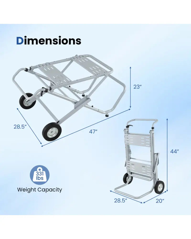 Portable Table Saw Stand Rolling Foldable Heavy Duty Metal Base with 8-Inch Rubber Wheels-Silver - Silver - Garages
