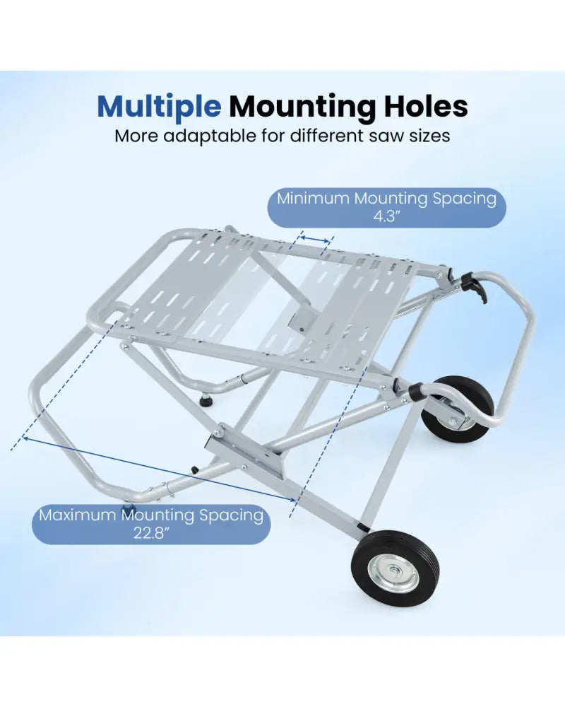 Portable Table Saw Stand Rolling Foldable Heavy Duty Metal Base with 8-Inch Rubber Wheels-Silver - Silver - Garages