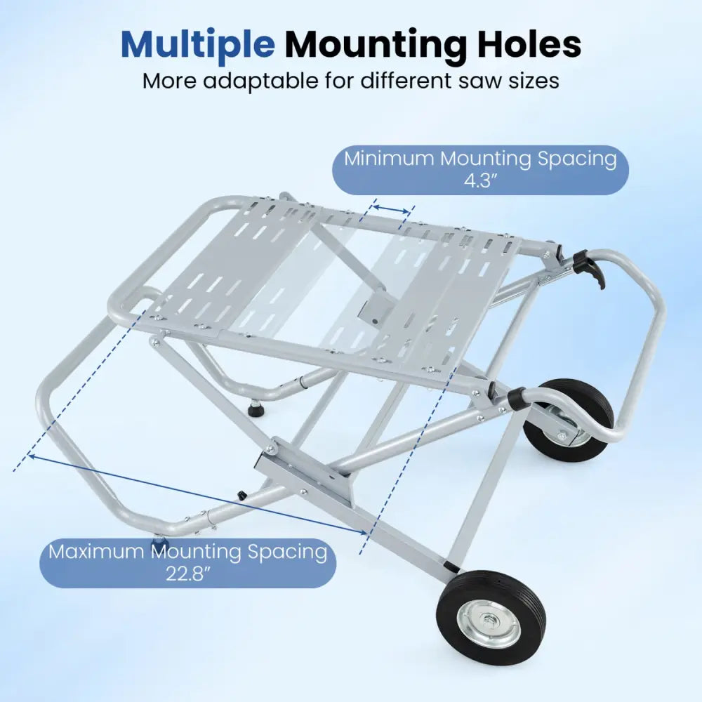 Portable Table Saw Stand Rolling Foldable Heavy Duty Metal Base with 8-Inch Rubber Wheels-Silver - Silver - Garages