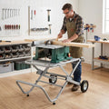 Portable Table Saw Stand Rolling Foldable Heavy Duty Metal Base with 8-Inch Rubber Wheels-Silver - Silver - Garages