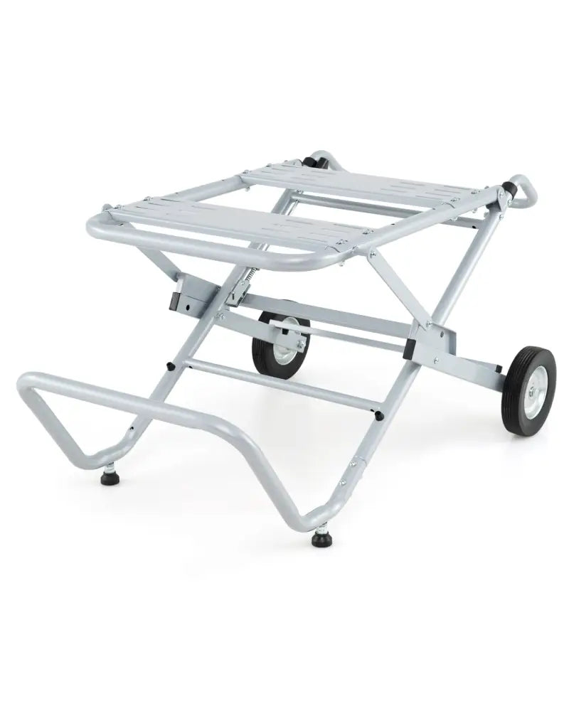 Portable Table Saw Stand Rolling Foldable Heavy Duty Metal Base with 8-Inch Rubber Wheels-Silver - Silver - Garages
