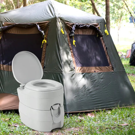 Portable Toilet Compact Indoor Outdoor Commode with 5.2 Gallon Detachable Waste Tank-Gray - Gray - Portable Toilets &