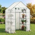 Portable Walk-in Greenhouse with 3 Tiers and 6 Shelves-White - White - Greenhouses