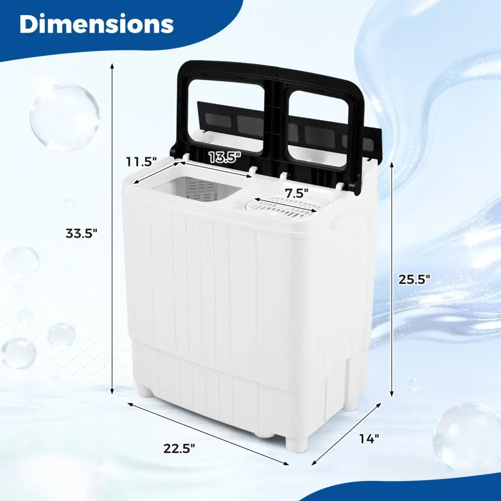 Portable Washing Machine 18 lbs Mini Laundry Machine with 11 LBS Washer-Black - Black - Washing Machines
