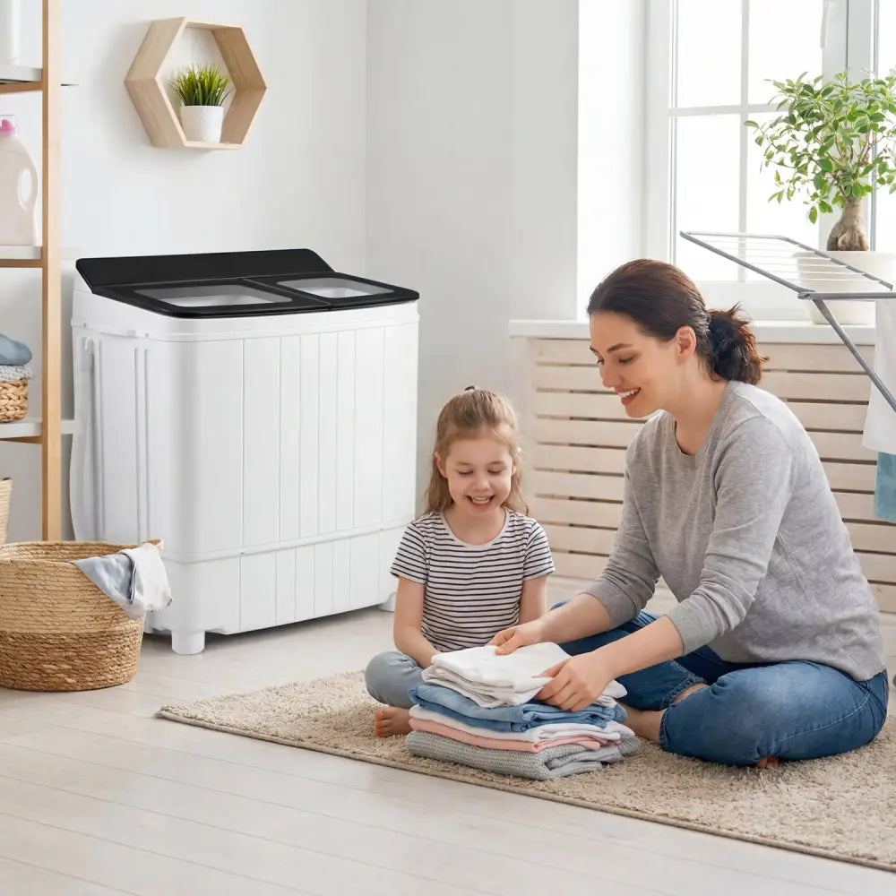 Portable Washing Machine 18 lbs Mini Laundry Machine with 11 LBS Washer-Black - Black - Washing Machines
