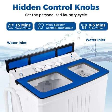 Portable Washing Machine 18 lbs Mini Laundry Machine with 11 LBS Washer-Blue Costway