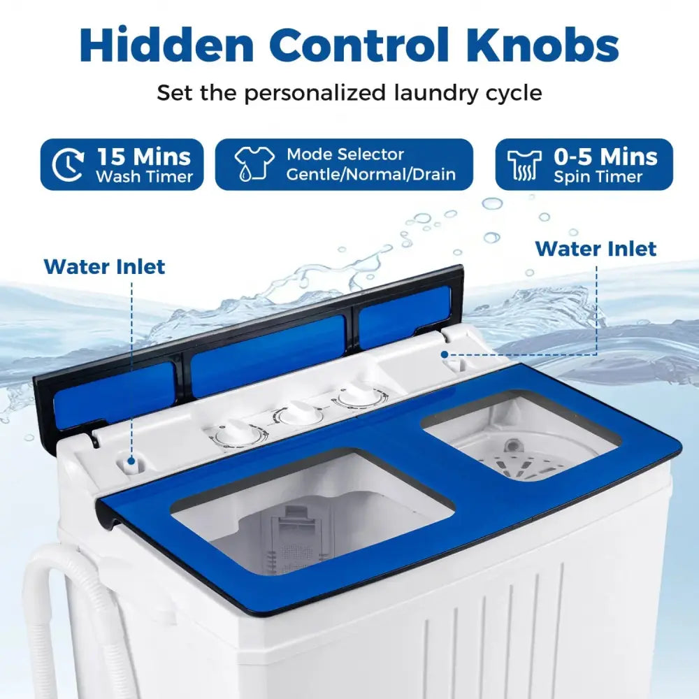 Portable Washing Machine 18 lbs Mini Laundry Machine with 11 LBS Washer-Blue Costway