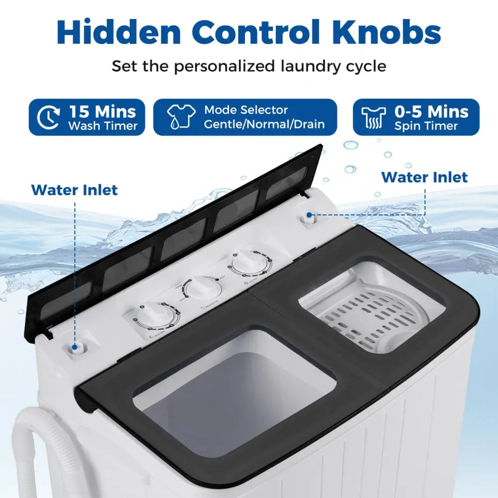 Portable Washing Machine 18 lbs Mini Laundry Machine with 11 LBS Washer-Grey - Gray - Washing Machines