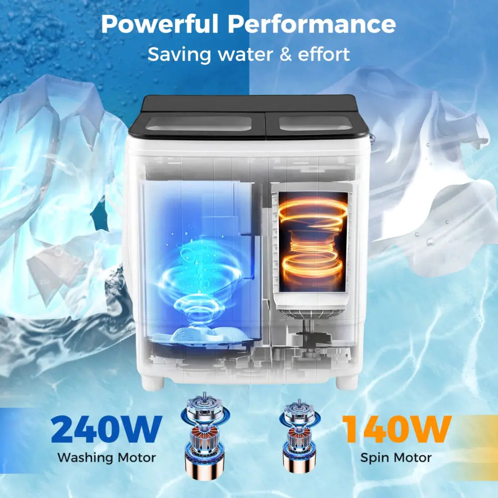 Portable Washing Machine 18 lbs Mini Laundry Machine with 11 LBS Washer-Grey - Gray - Washing Machines