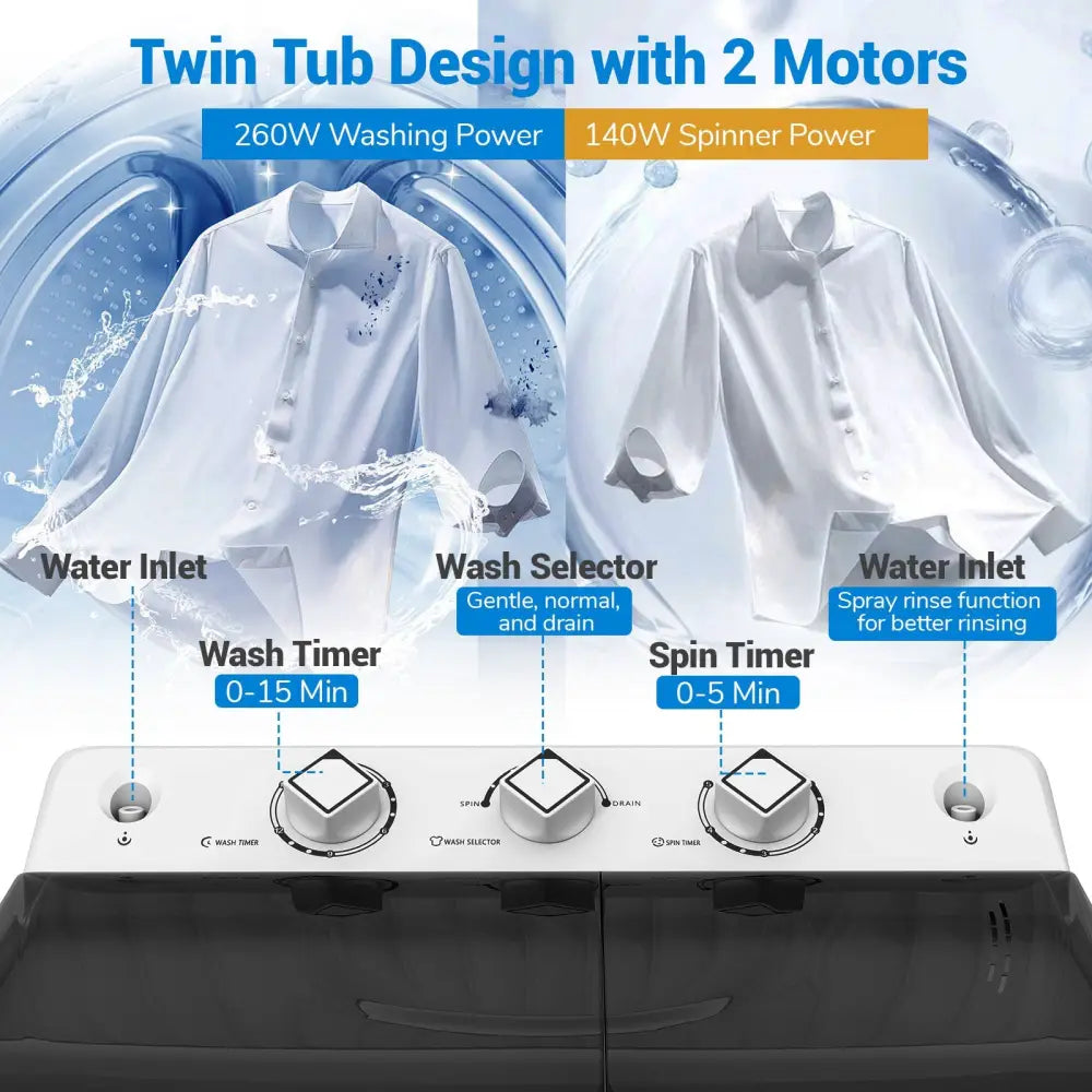 Portable Washing Machine for Dorms and Apartment-Black - Black - Washing Machines