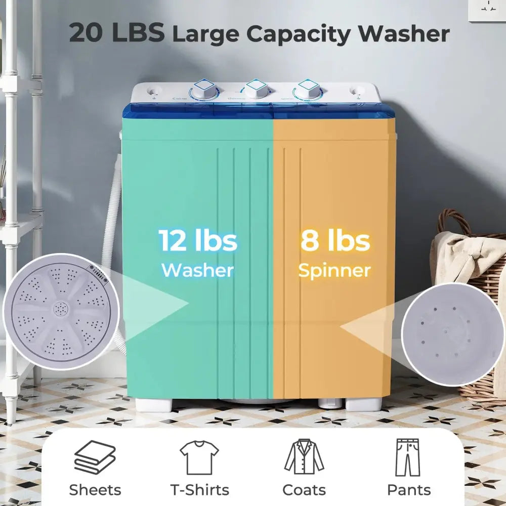 Portable Washing Machine for Dorms and Apartment-Blue Costway