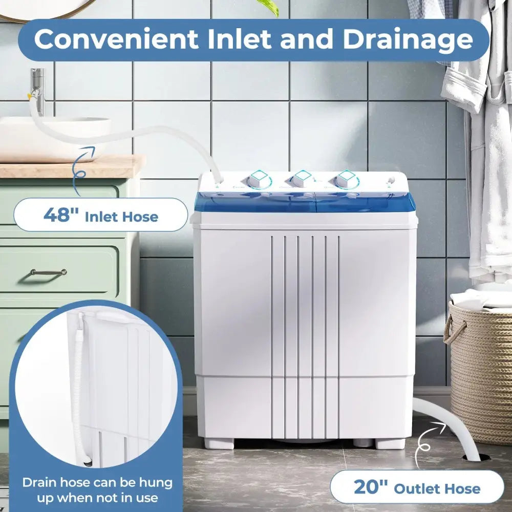 Portable Washing Machine for Dorms and Apartment-Blue Costway