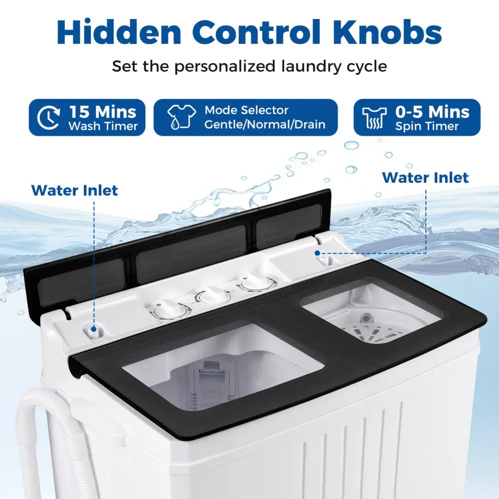 Portable Washing Machine with 12 LBS Washer and 8 LBS Spinner Combo for Apartments-Gray - Gray - Washing Machines