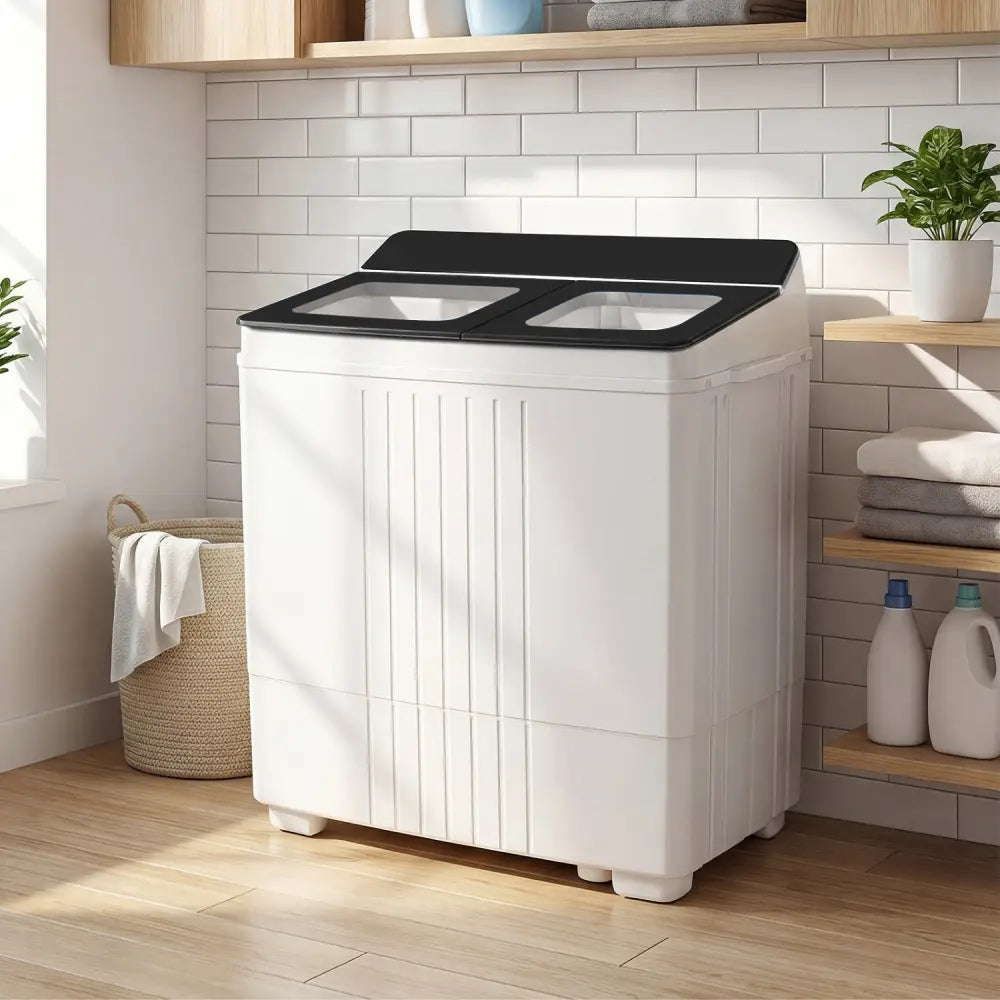 Portable Washing Machine with 12 LBS Washer and 8 LBS Spinner Combo for Apartments-Black - Black - Washing Machines