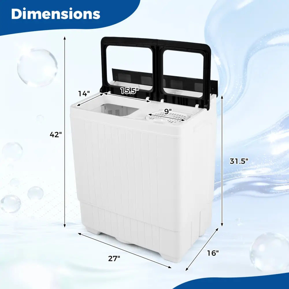 Portable Washing Machine with 18 LBS Washer and 8 LBS Spinner Combo-Black - Black - Washing Machines
