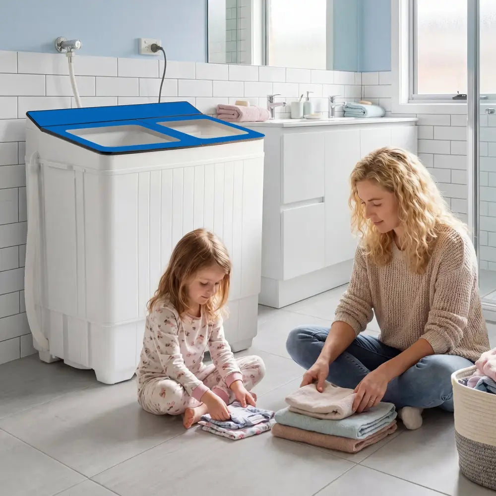 Portable Washing Machine with 18 LBS Washer and 8 LBS Spinner Combo-Blue - Blue - Washing Machines