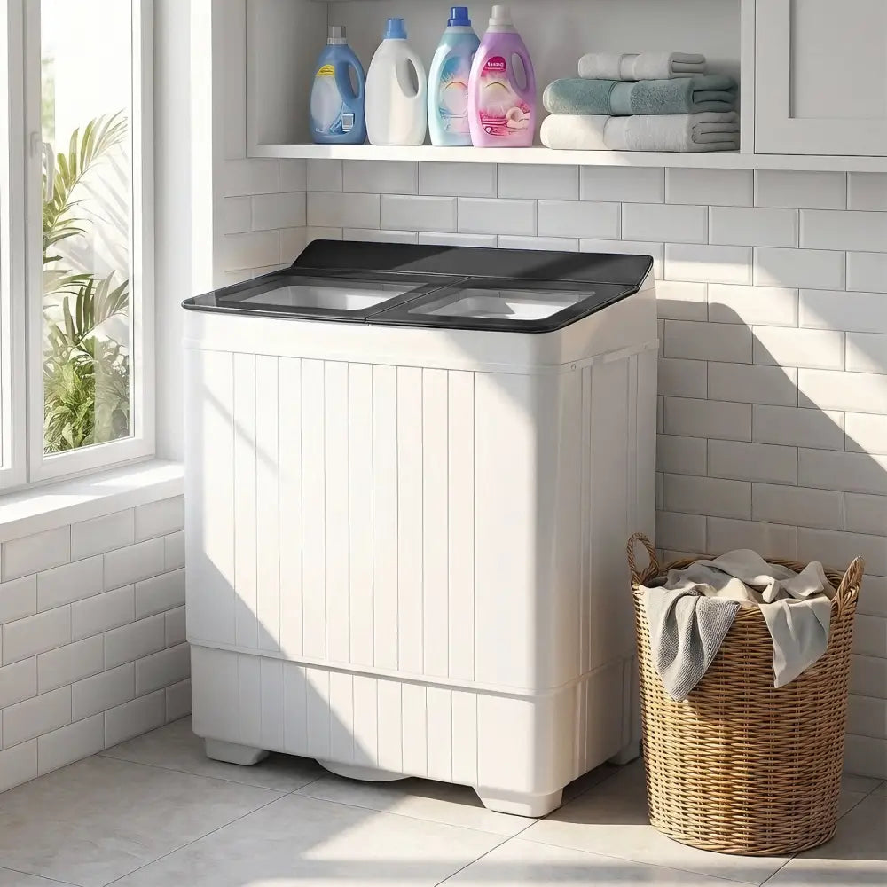 Portable Washing Machine with 18 LBS Washer and 8 LBS Spinner Combo-Gray - Gray - Washing Machines