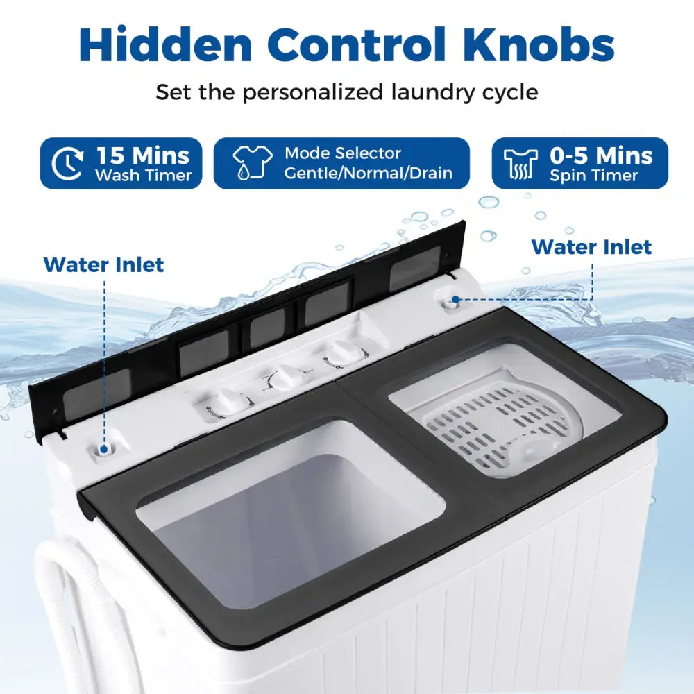 Portable Washing Machine with 18 LBS Washer and 8 LBS Spinner Combo-Gray - Gray - Washing Machines