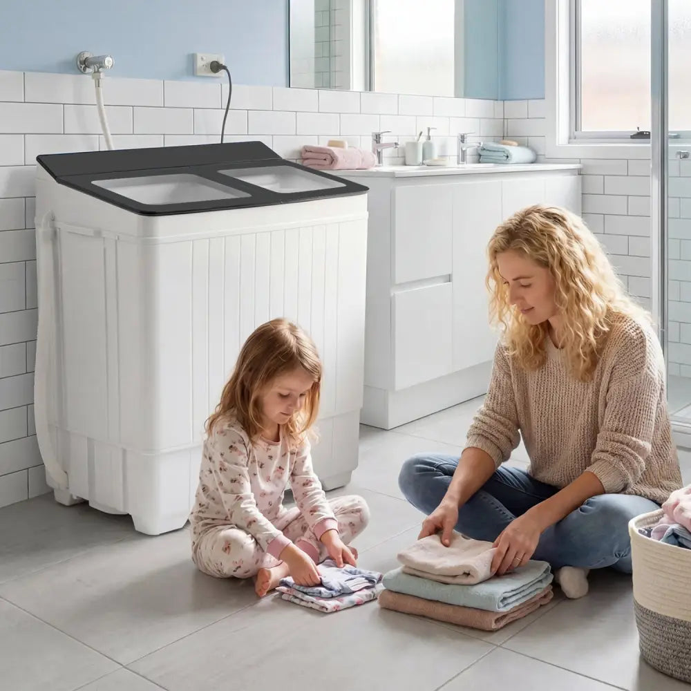 Portable Washing Machine with 18 LBS Washer and 8 LBS Spinner Combo-Gray - Gray - Washing Machines