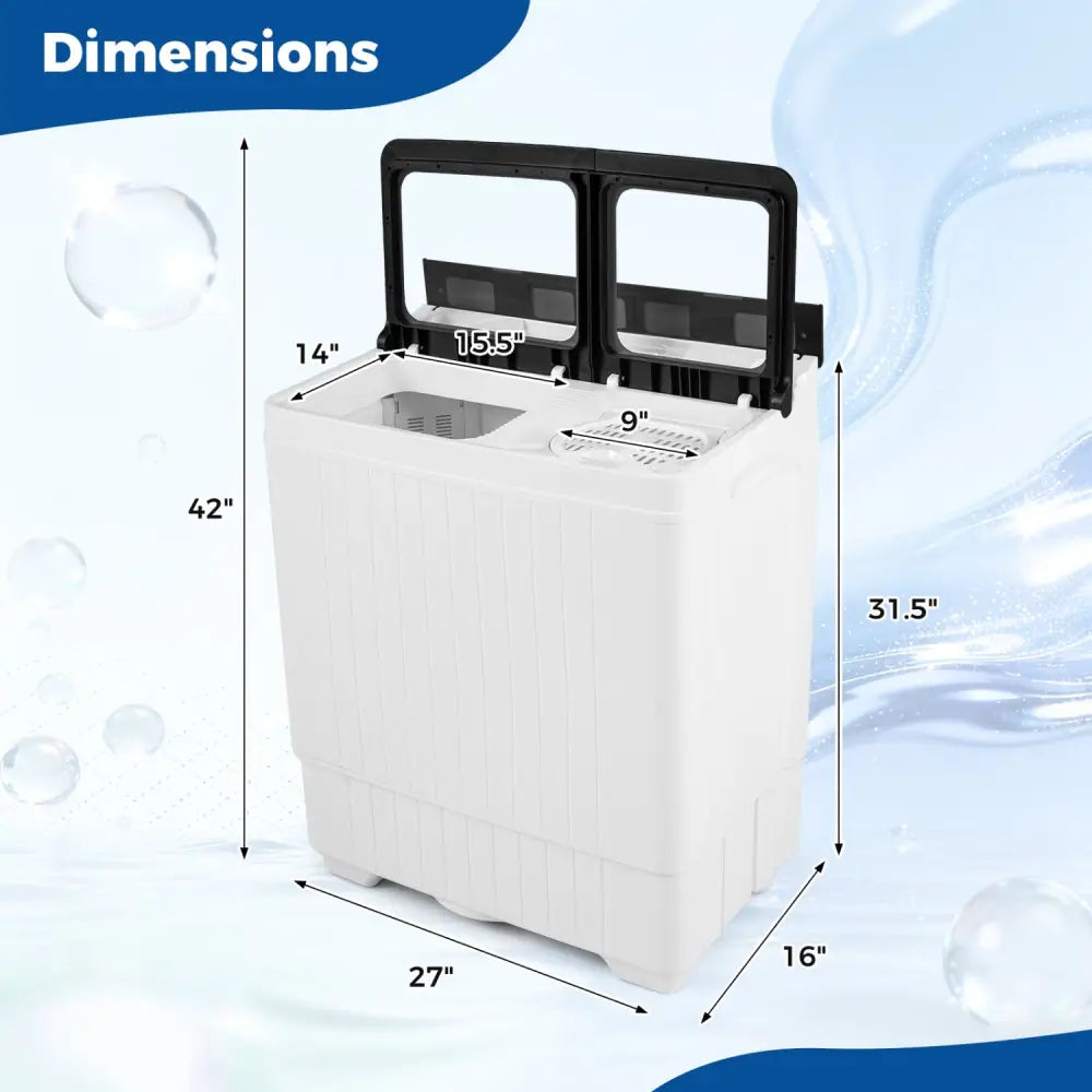 Portable Washing Machine with 18 LBS Washer and 8 LBS Spinner Combo-Gray - Gray - Washing Machines