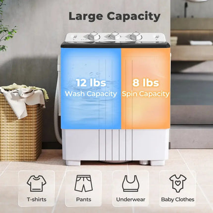 Portable Washing Machine with Built-in Drain Pump-Black Costway