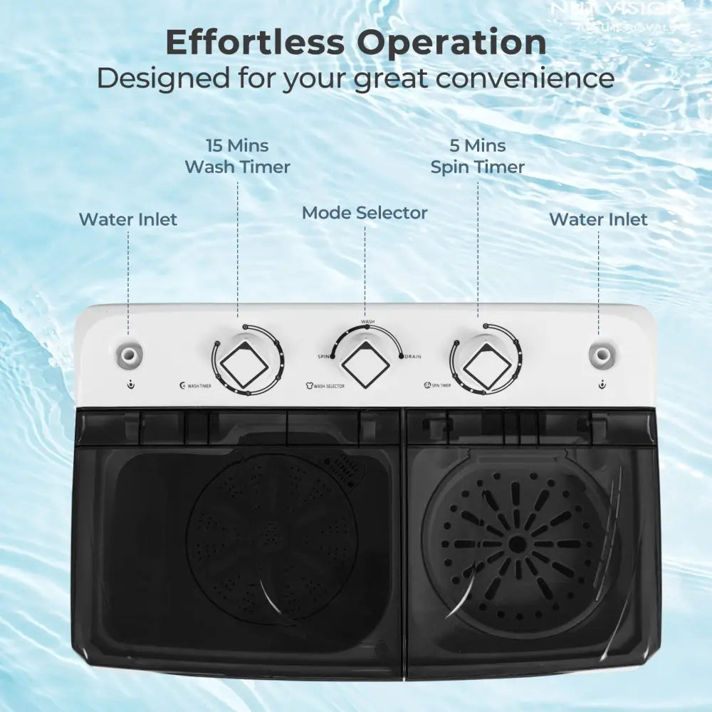 Portable Washing Machine with Built-in Drain Pump-Black - Black - Washing Machines