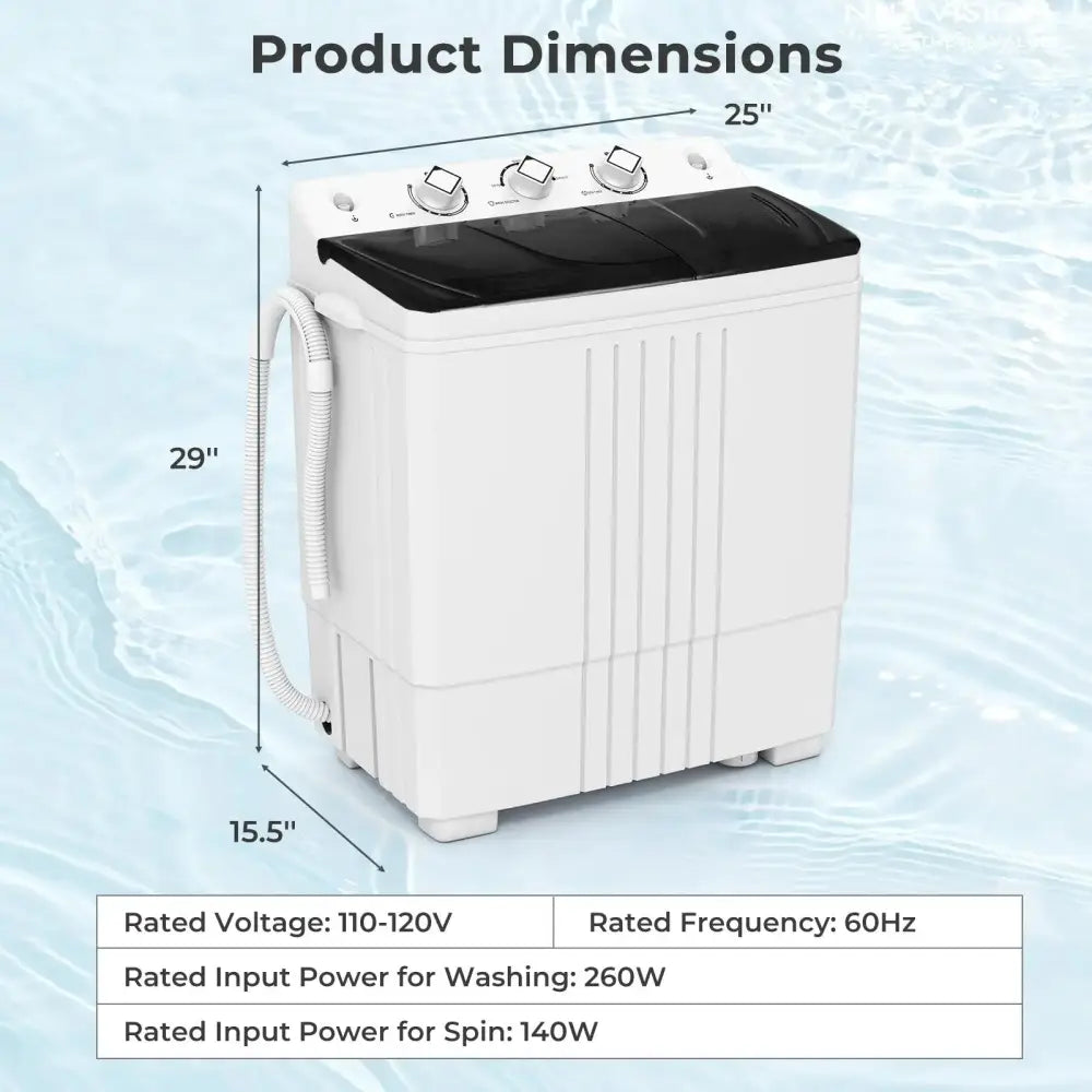 Portable Washing Machine with Built-in Drain Pump-Black Costway