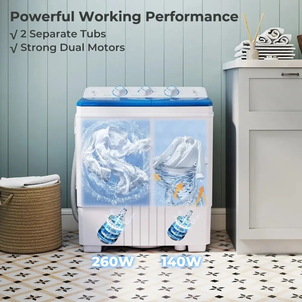 Portable Washing Machine with Built-in Drain Pump-Blue Costway