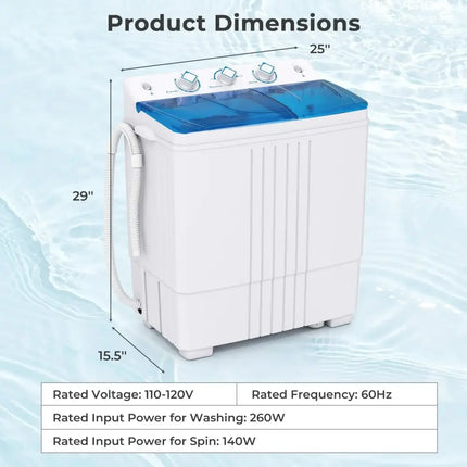 Portable Washing Machine with Built-in Drain Pump-Blue Costway