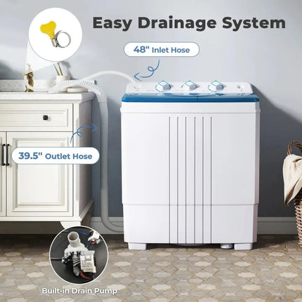 Portable Washing Machine with Built-in Drain Pump-Blue Costway