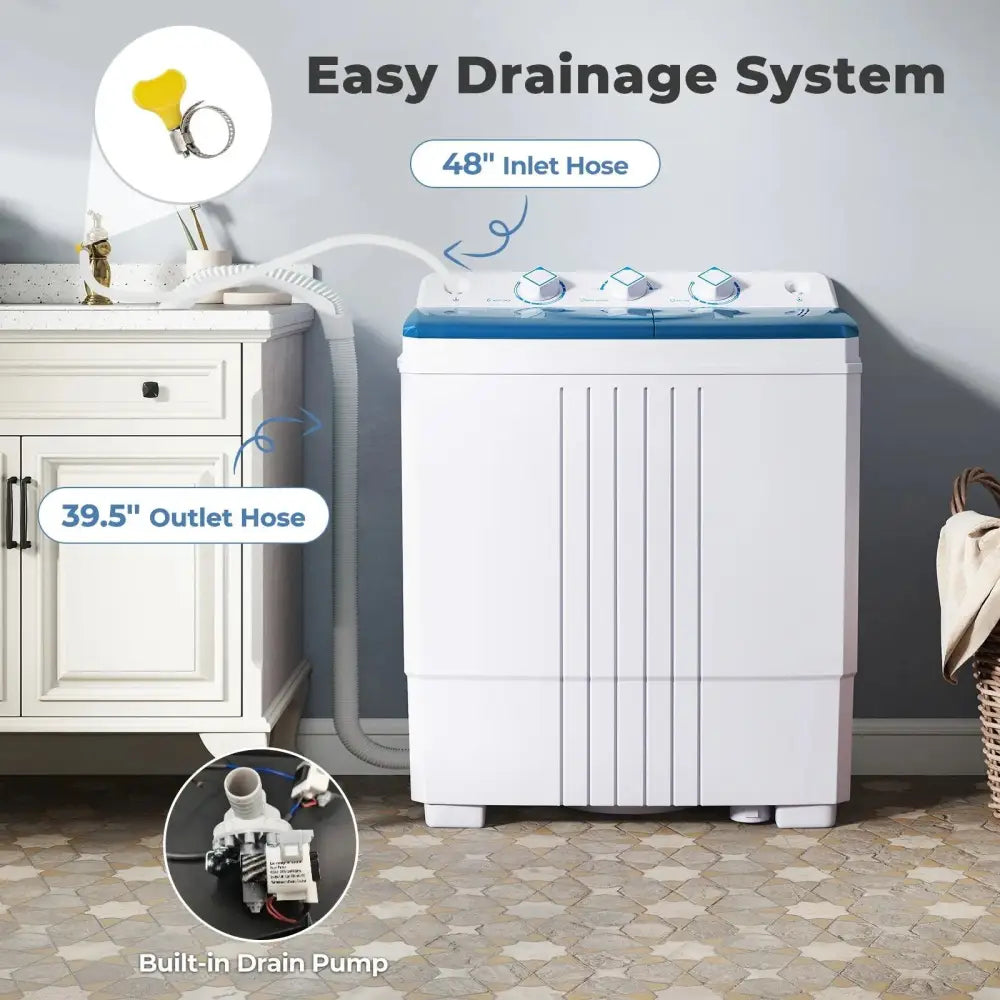 Portable Washing Machine with Built-in Drain Pump-Blue Costway