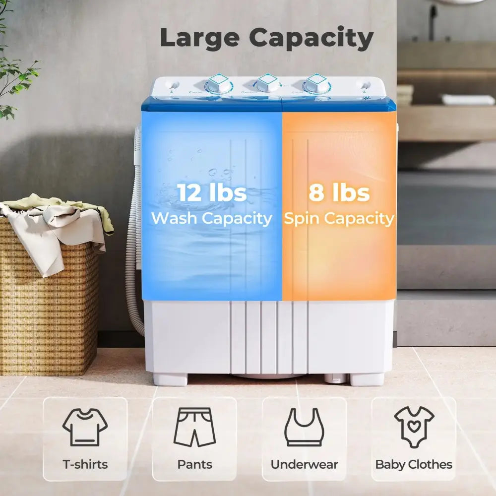 Portable Washing Machine with Built-in Drain Pump-Blue Costway