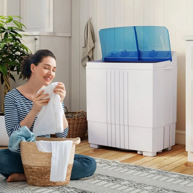 Portable Washing Machine with Built-in Drain Pump-Blue Costway