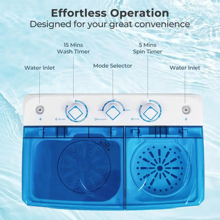 Portable Washing Machine with Built-in Drain Pump-Blue Costway
