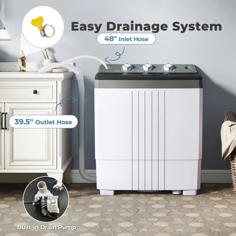 Portable Washing Machine with Built-in Drain Pump-Gray Costway